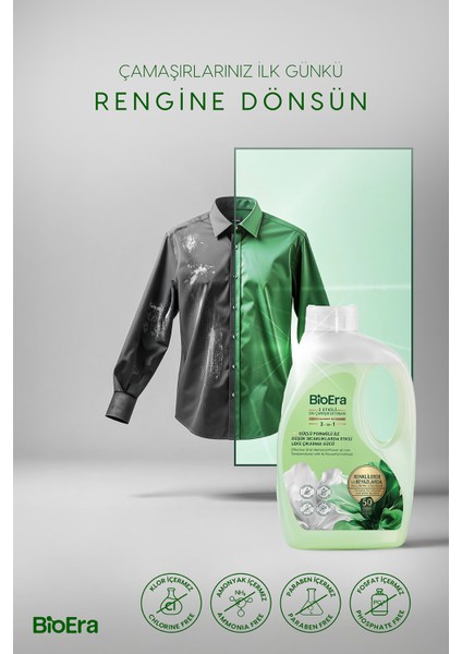BioEra 3 Etkili, Leke Çıkarıcı, Renkli & Beyaz, Kalıcı Kokulu Sıvı Çamaşır Deterjanı 1500ml, 50 Yıkama fırsatları