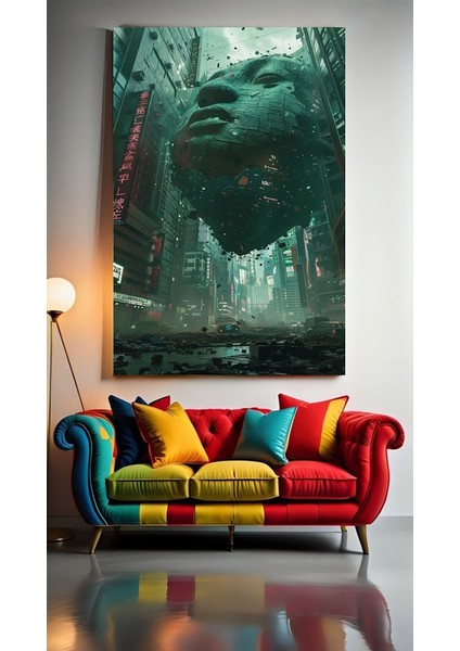 Saykodelik Yıkık Şehir Ev Duvar Salon Güzellik Salonu Ofis Dükkan Dekarasyon Kanvas Tablo