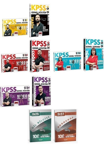 Yargı + Anla Kazan 2026 Kpss Tarih + Coğrafya + Vatandaşlık + Türkçe Video Ders Notları + Soru Bankası 8 Li Set Yargı Yayınları