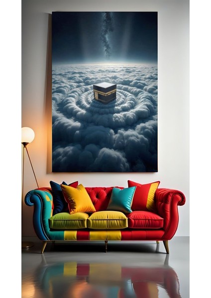 Bulutların Üstündeki Kabe Ev Duvar Salon Güzellik Salonu Ofis Dükkan Dekarasyon Kanvas Tablo