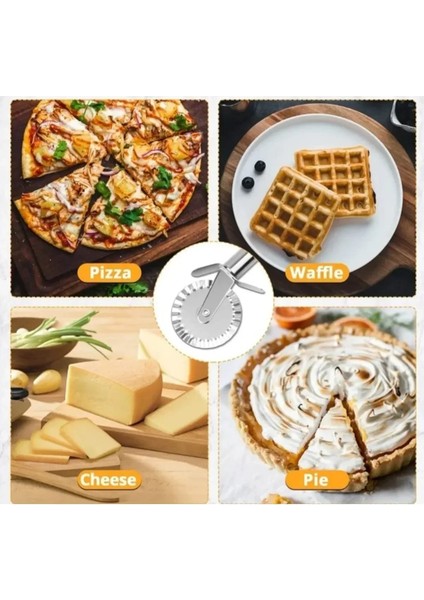 Paslanmaz Çelik Tırtıklı Pizza Mantı Hamur Kesici Kesme Bıçağı Hamur Şekillendirme Ruleti