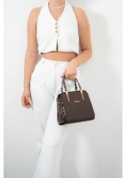 Leopar Kahve SP1136 Kadın El Çantası