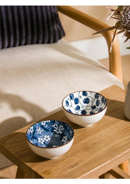 Çiçekli Seramik Kase 2'li (W5)