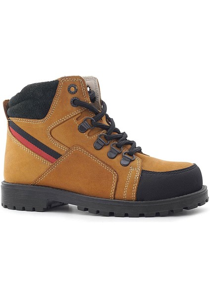 Hakiki Deri Sarı Bağcıklı Fermuarlı Çocuk Bot