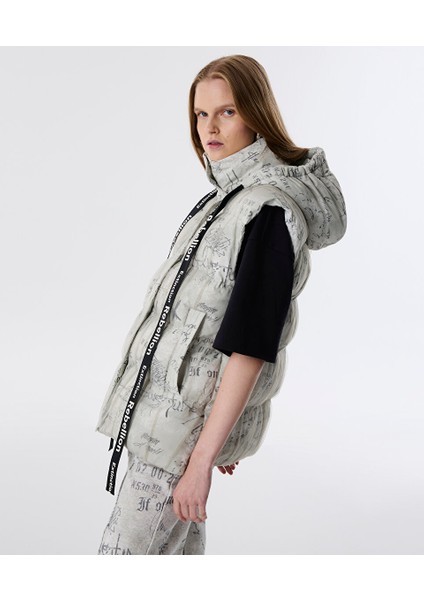 Slogan Baskılı Puffer Yelek TW6250012168018 modelleri