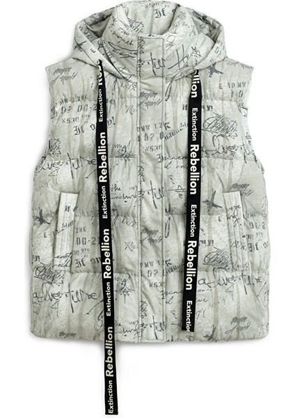 Slogan Baskılı Puffer Yelek TW6250012168018 indirimleri