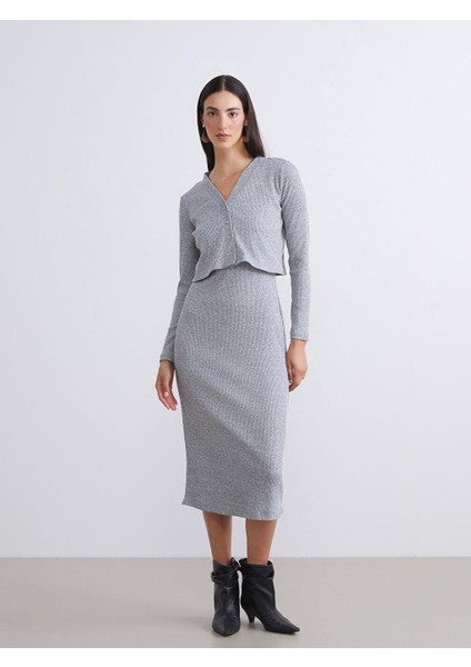 Bisiklet Yaka Kadın Elbise ve Hırka Takımı (W5)