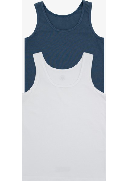 Erkek Çocuk Atlet 2'li Paket 9396 - Beyaz Lacivert