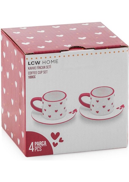 Kalp Baskılı 2 Kişilik Kahve Fincan Takımı 110 ml (W5) fırsatları