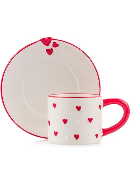 Kalp Baskılı 2 Kişilik Kahve Fincan Takımı 110 ml (W5) indirimleri