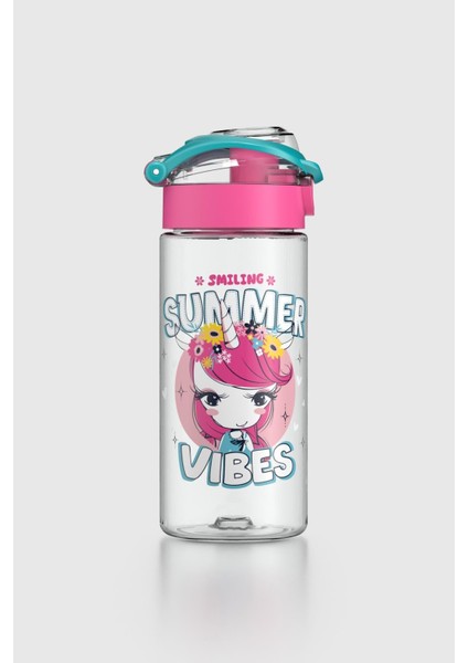 Saga Desenli 500 ml Tritan Çocuk Matara 912014 Pembe-Turkuaz