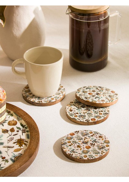 Karişik Çiçekli Dekoratif Bardak Altlığı 4'lü (W5)