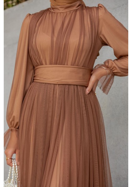 Pery Tül Drape Büzgülü Abiye-Taba fiyatları