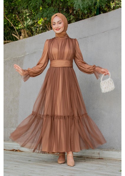 Pery Tül Drape Büzgülü Abiye-Taba modelleri