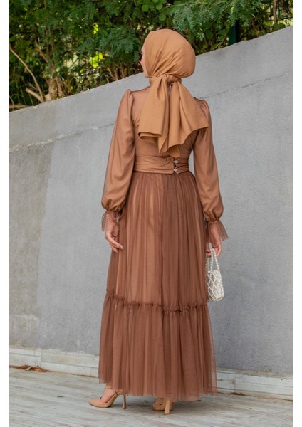 Pery Tül Drape Büzgülü Abiye-Taba fırsatları