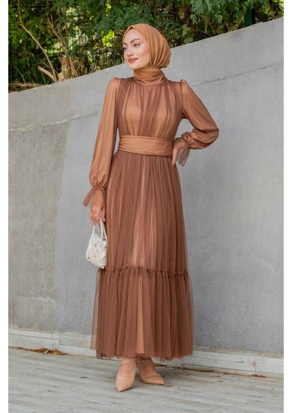 Pery Tül Drape Büzgülü Abiye-Taba indirimleri