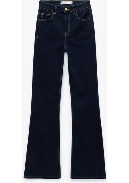 Dar Kesim Düğmeli Cep Detaylı Ispanyol Paça Jean Pantolon - Flare Jeans fırsatları
