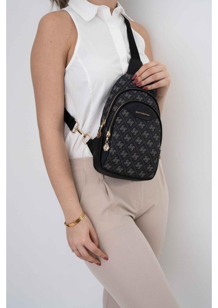 Füme - Siyah SP959 Kadın Bel Çantası