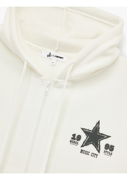 Şardonlu Arkası Baskılı Kanguru Cepli Kapüşonlu Fermuarlı Oversize Sweatshirt modelleri