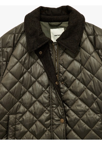 Cepli Fermuarlı Kruvaze Yaka Uzun Kollu Su Itici Kapitone Kısa Ceket indirimleri