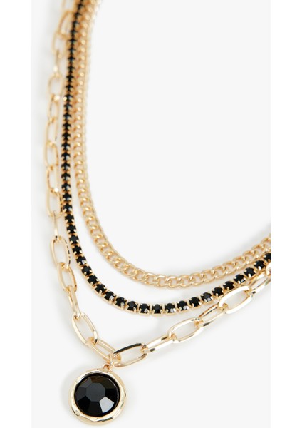 Taşlı 3 Sıra Zincir Kolye fiyatları