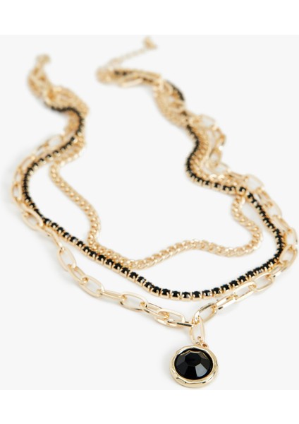 Taşlı 3 Sıra Zincir Kolye modelleri