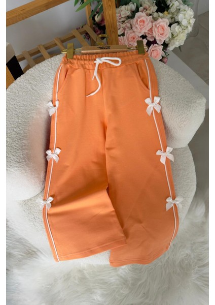 Kız Çocuk Fiyonk Detaylı Ispanyol Tayt - Tucuncu