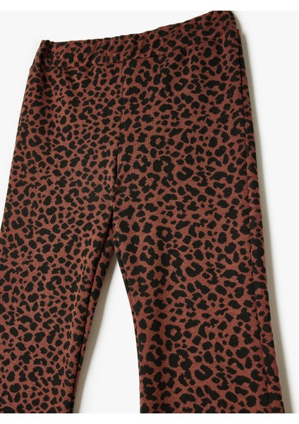 Ispanyol Paça Pantolon Leopar Desenli Beli Lastikli modelleri