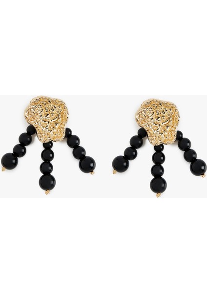 Dokulu Sallantılı Boncuklu Küpe