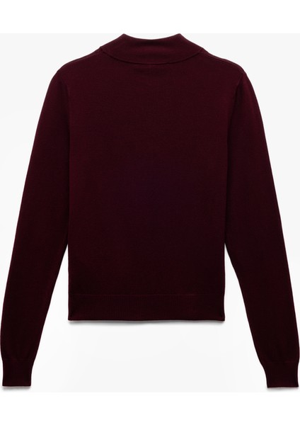 Hafif Dik Yaka Yarım Düğme Detaylı Uzun Kollu Triko Basic Kazak fırsatları