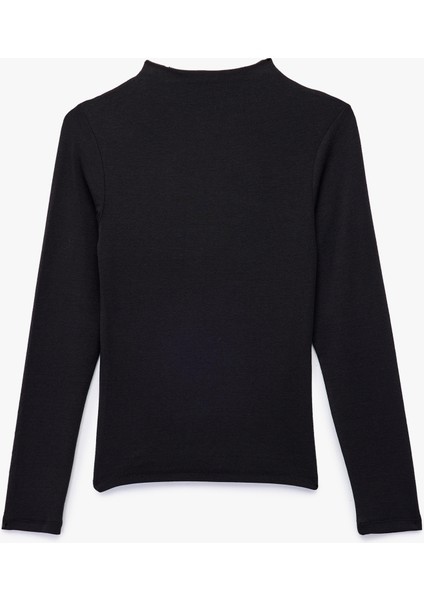 Dik Yaka Slim Fit Modal Karışımlı Basic Uzun Kollu Tişört