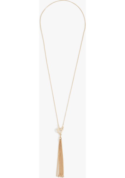 Zincir Püskül Detaylı Çelik Kolye