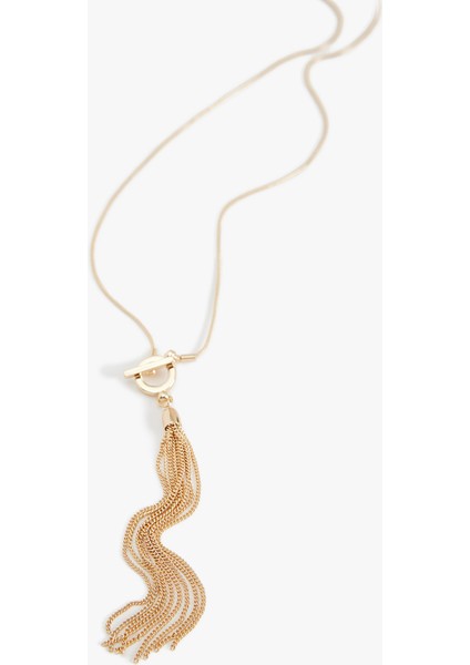 Zincir Püskül Detaylı Çelik Kolye modelleri