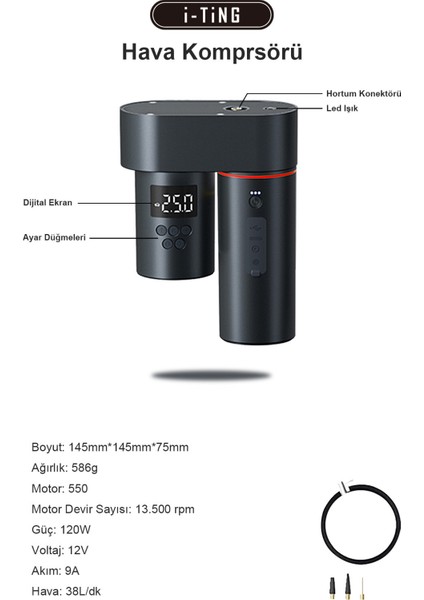 İTing Araç Otomobil Akıllı Set Araç Yıkama Araç içi Süpürme Araç Lastik Şişirme Akü Takviye Seti