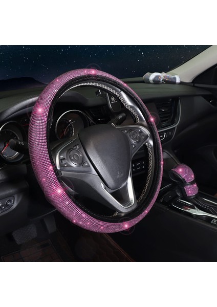 7 Adet/takım Parlak Yapay Elmaslı Araba Direksiyon Simidi Emniyet Kemeri Vites Kolu Kapağı Bardak Altlığı Çalıştırma Düğmesi Halkası Seti-Gül (Yurt Dışından) modelleri