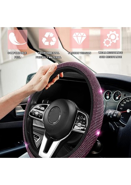 7 Adet/takım Parlak Yapay Elmaslı Araba Direksiyon Simidi Emniyet Kemeri Vites Kolu Kapağı Bardak Altlığı Çalıştırma Düğmesi Halkası Seti-Gül (Yurt Dışından) fırsatları