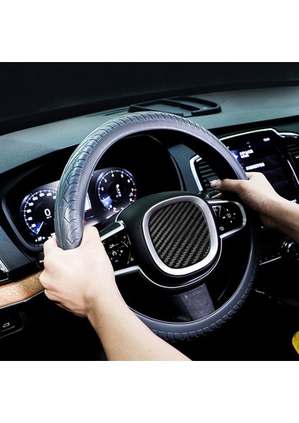 Araba Lastiği Dokulu Direksiyon Simidi Kaymaz Tutacaklı Silikon Koruyucu Kılıf-Gri (Yurt Dışından) fiyatları