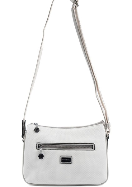 Beyaz - A.gri SP818 Kadın Çapraz Çanta