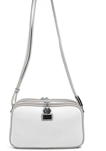 Beyaz - A.gri SP899 Kadın Çapraz Çanta