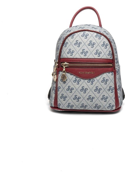 Gri - Bordo SP983 Kadın Sırt Çantası