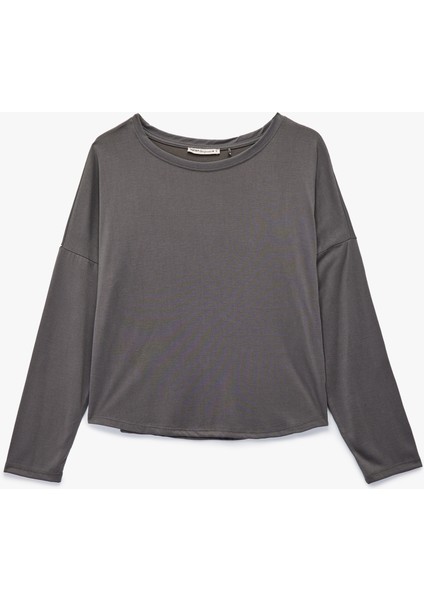 Uzun Kollu Bisiklet Yaka Rahat Kalıp Modal Pijama Üstü