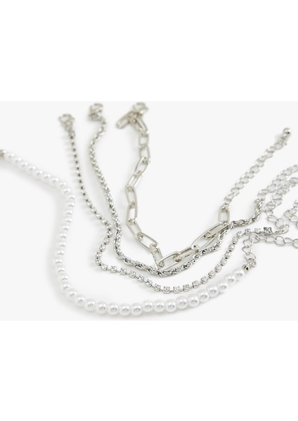 Taşlı Inci Detaylı 4'lü Zincir Bileklik Seti fiyatları