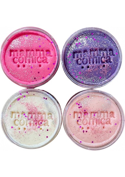 Simli Oyun Hamuru Seti 4x130 g – Toksik Olmayan, Renkli ve Güvenli Malzeme ile Çocuklar İçin Eğlenceli Oyun