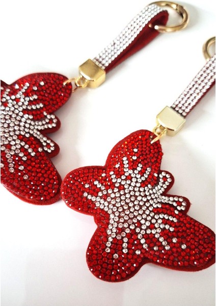 Yeni Yıl Hediyesi Zirkon Taşlı Kelebek Anahtarlık - Çanta Süsü - Çanta Charmı 14,5 cm fiyatları