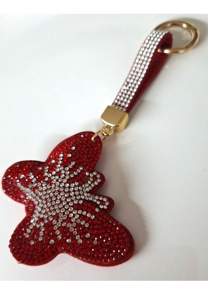 Yeni Yıl Hediyesi Zirkon Taşlı Kelebek Anahtarlık - Çanta Süsü - Çanta Charmı 14,5 cm modelleri