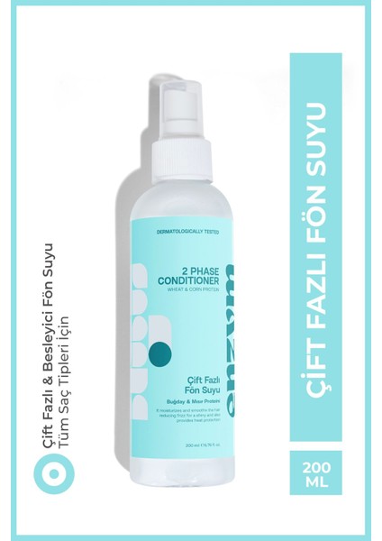 Çift Fazlı Elektriklenme Karşıtı ve Isı Koruyucu Fön Suyu (Buğday Protein) Saç Spreyi 200 ml