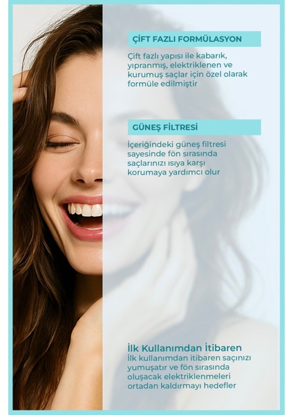 Çift Fazlı Elektriklenme Karşıtı ve Isı Koruyucu Fön Suyu (Buğday Protein) Saç Spreyi 200 ml fırsatları