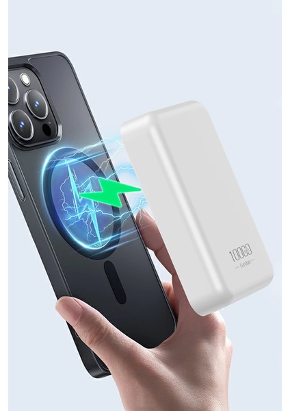 PD48 10.000 Mah 15W Kablosuz Şarj ve 20W Type-C Çıkışlı Pd Hızlı Şarj Powerbank - Beyaz fırsatları