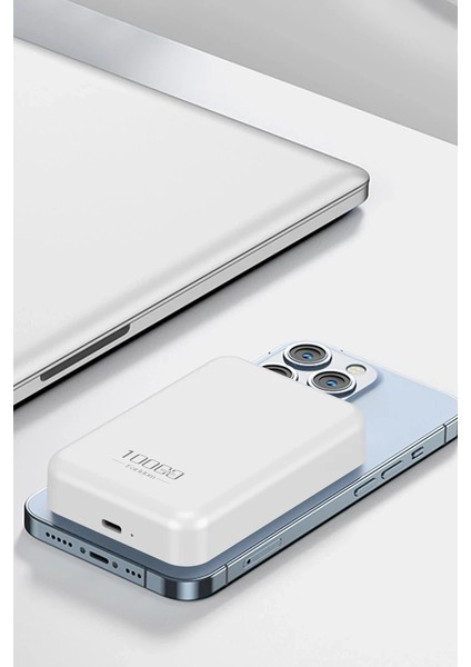 PD48 10.000 Mah 15W Kablosuz Şarj ve 20W Type-C Çıkışlı Pd Hızlı Şarj Powerbank - Beyaz