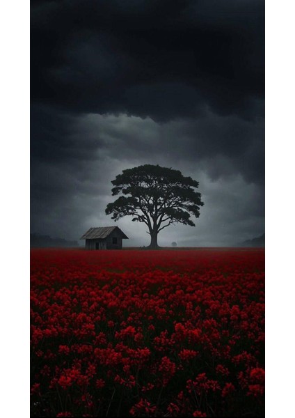 Kırmızı Çiçekler Manzara V1 Ev Duvar Salon Güzellik Salonu Ofis Dükkan Dekarasyon Kanvas Tablo fiyatları